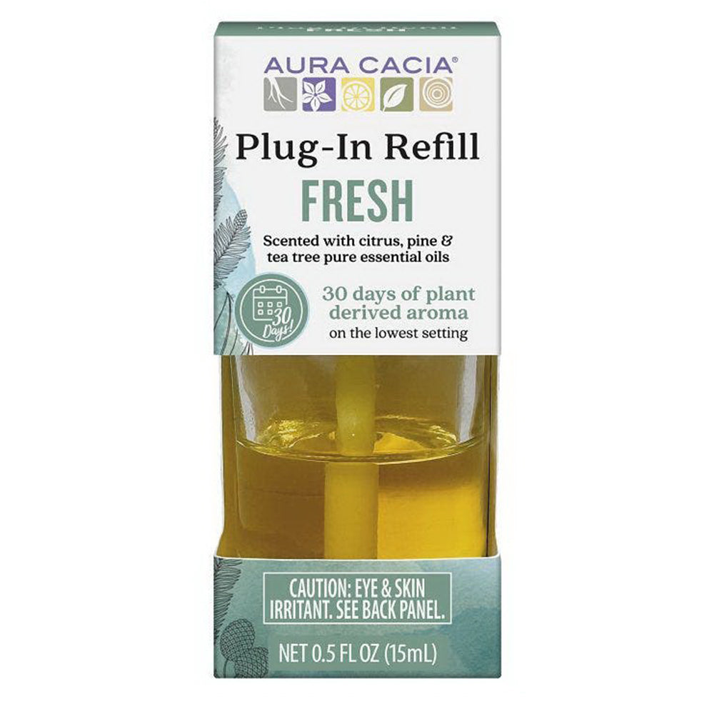 Aura Cacia Fresh Plug In Refill Scented with Pure Essential Oils Citrus Pine Plant Derived Aroma 0.5Oz (15ml)
