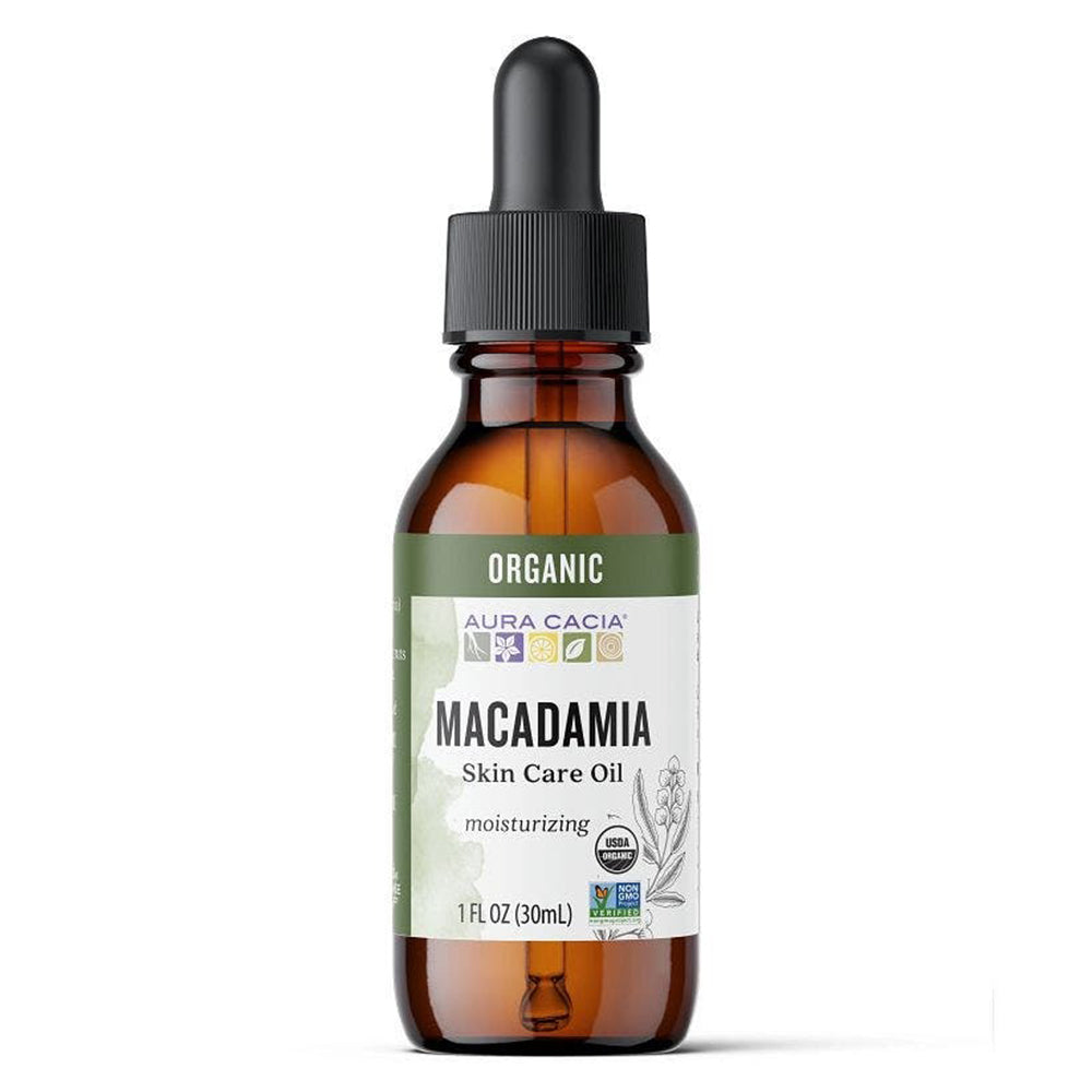 Aura Cacia Macadamia Skin Care Oil Organic Natural Moisturizing and Conditioning Formula 1Oz (30ml)