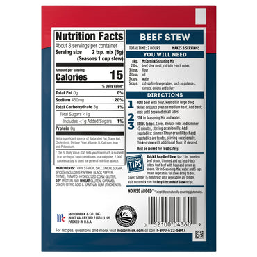 McCormick Classic Beef Stew Seasoning Mix Packet, 1.5 oz