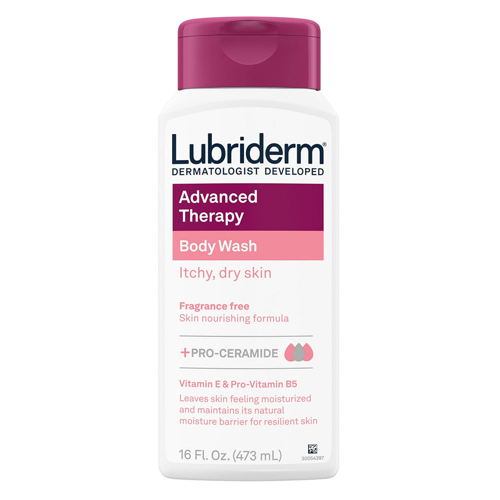 Lubriderm Advanced Therapy Body Wash for Itchy Dry Skin Relief and Moisture Restore 16Oz (473ml)