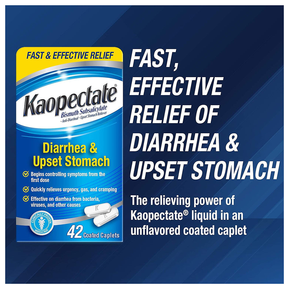 Kaopectate Diarrhea and Upset Stomach Pain Relief Coated Caplets, 42 Ea