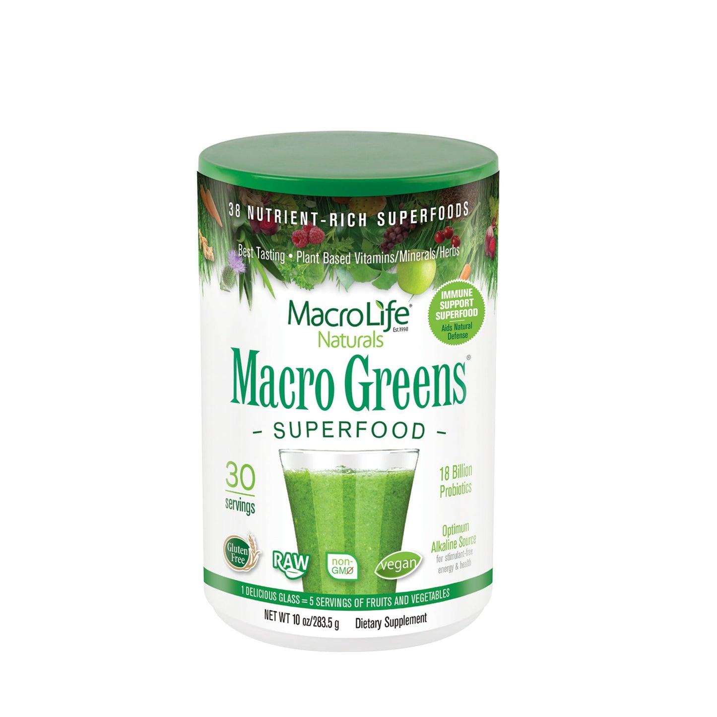 Macrolife Naturals Macro Greens Nutrient Rich Super Food Supplement - 10 Oz