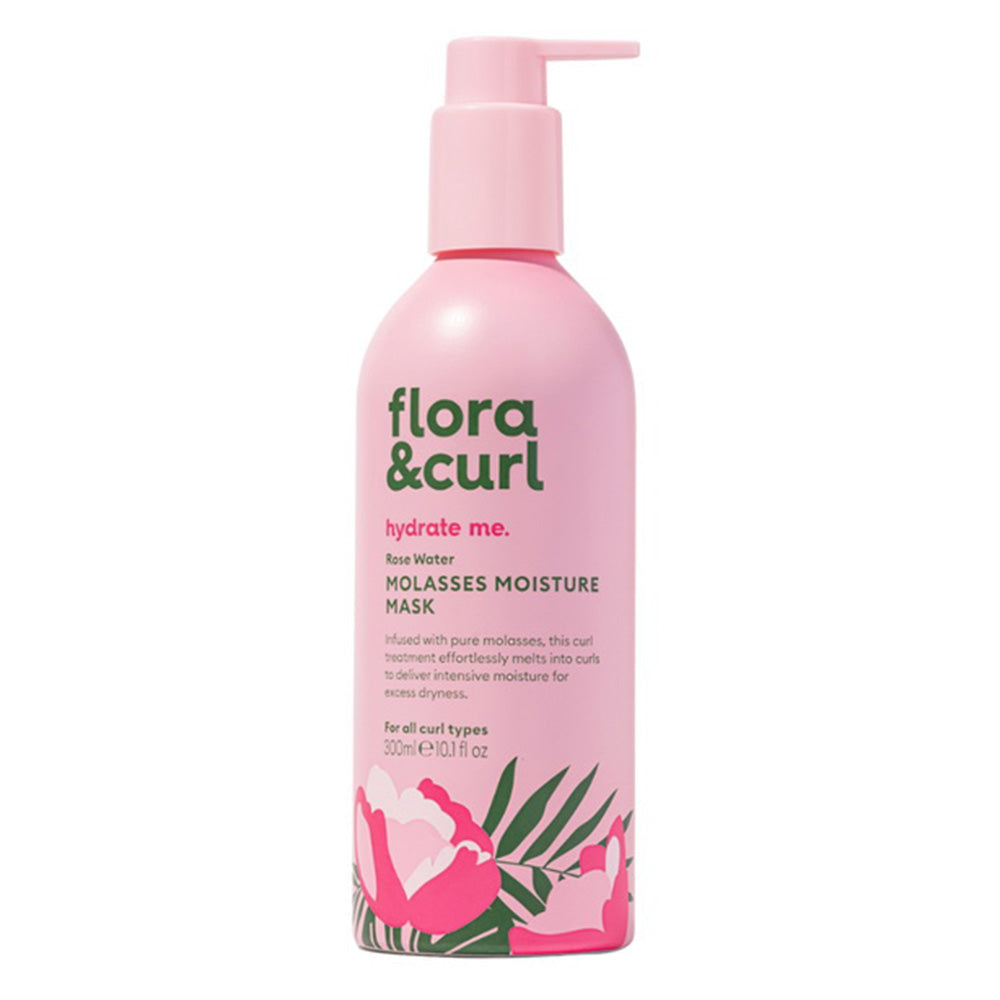 Flora and Curl Rose Water Molasses Moisture Hair Mask Deeply Hydrates and Revitalizes Curls 10.1Oz (300ml)