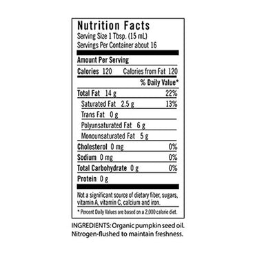 Flora Organic Pumpkin Oil, Cold Pressed and Unrefined, 8.5 Oz
