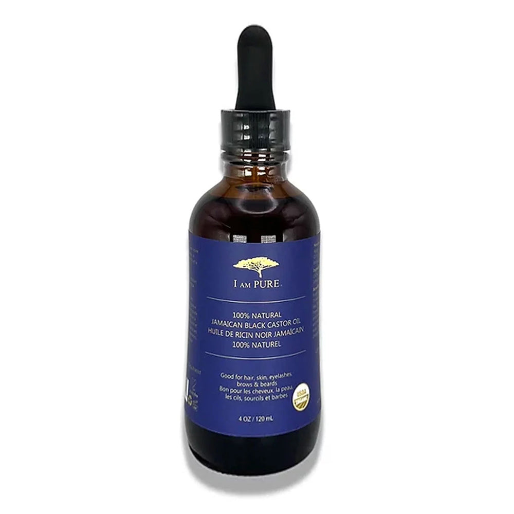 I Am Pure Natural Jamaican Black Castor Oil for Hair Scalp Skin Eyelashes and Beard 4Oz (118ml)