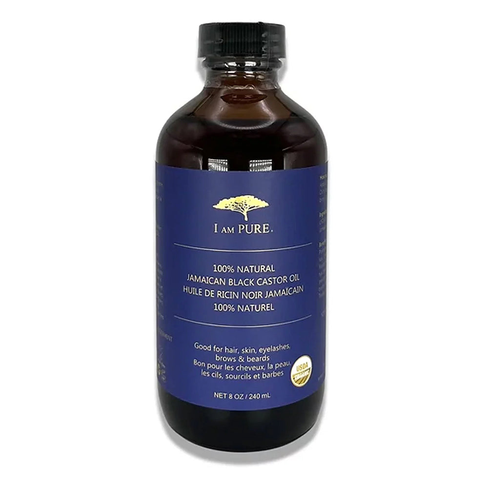 I Am Pure Natural Jamaican Black Castor Oil for Hair Scalp Skin Eyelashes and Beard 8Oz (237ml)