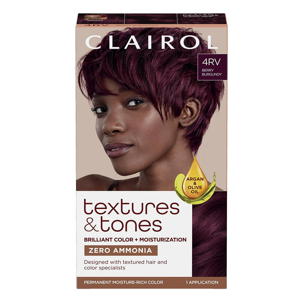 Textures and Tones Permanent Hair Color 4RV Berry Burgundy for Women 1Ea