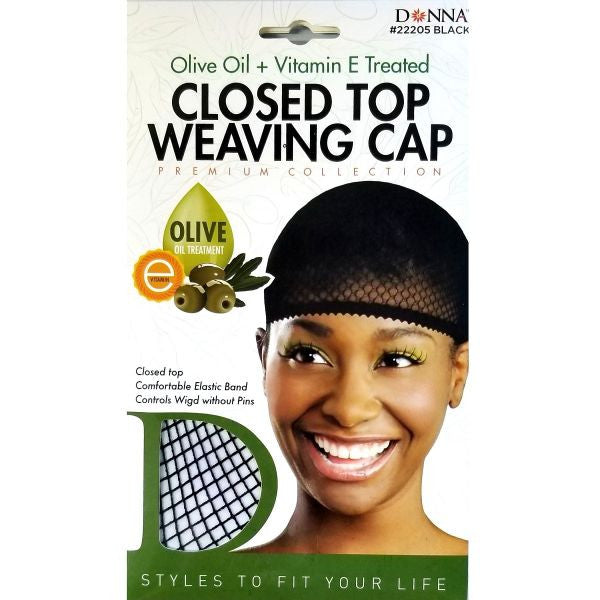 Donna Closed Top Weaving Cap with Olive Oil and Vitamin E, 22205 Black, 1 Ea