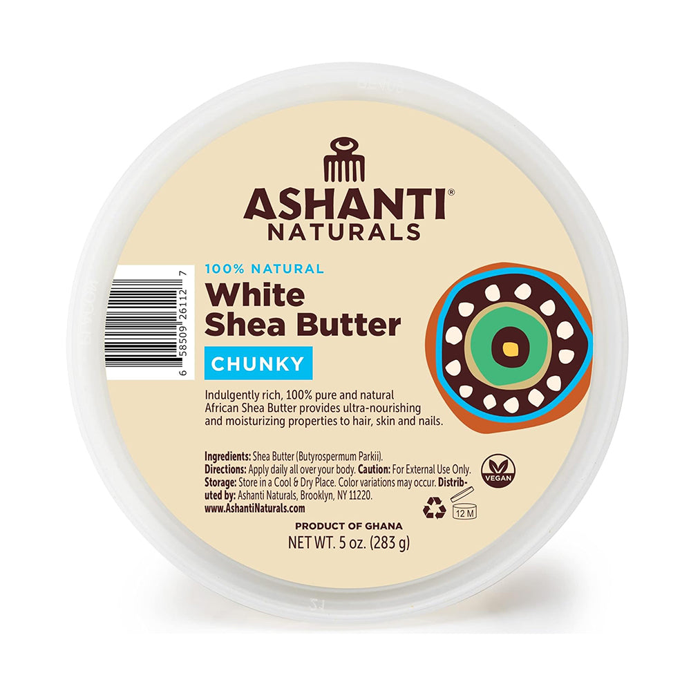 Ashanti Naturals White Shea Butter Chunky Moisturizing Strengthen Skin and Hair 5Oz (142g)