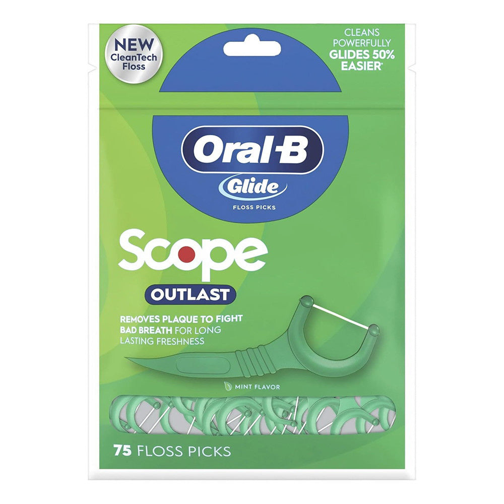 Oral-B Advantage Dental Floss Pick With Scope, Outlast Long Lasting Mint - 75 Ea