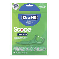 Oral-B Advantage Dental Floss Pick With Scope, Outlast Long Lasting Mint - 75 Ea