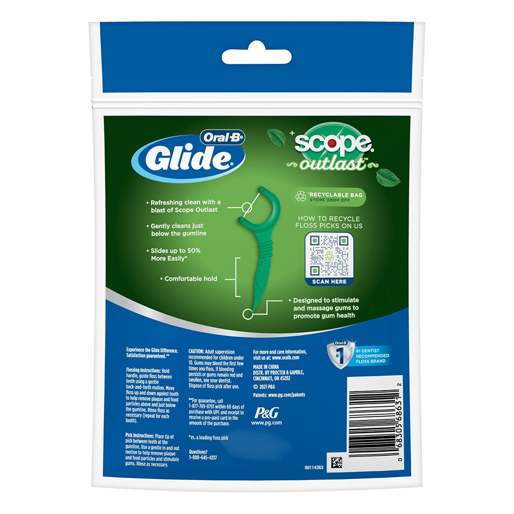 Oral-B Advantage Dental Floss Pick With Scope, Outlast Long Lasting Mint - 75 Ea