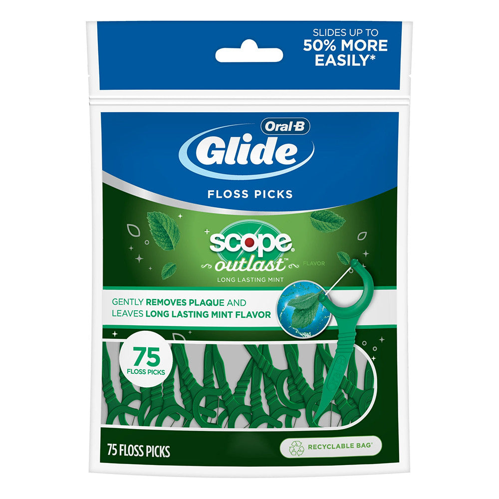 Oral-B Advantage Dental Floss Pick With Scope, Outlast Long Lasting Mint - 75 Ea
