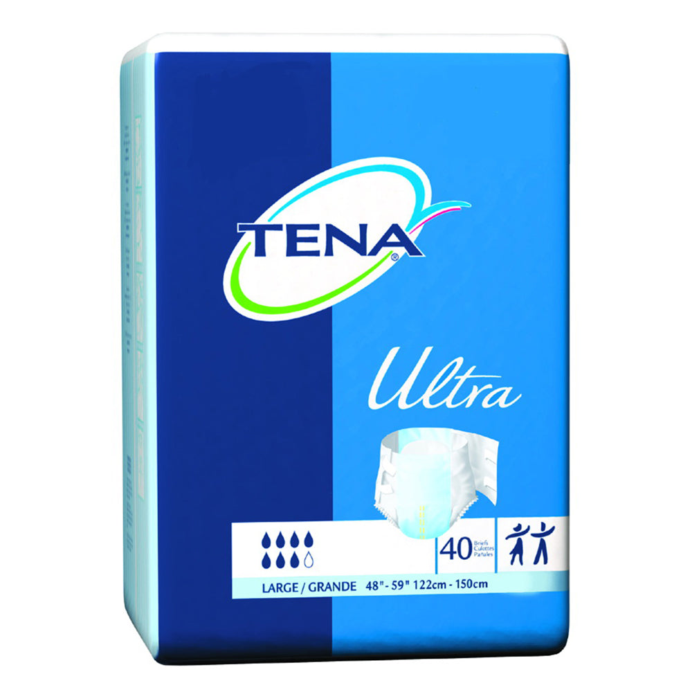 Tena Ultra Stretch Adult Briefs Heavy Absorbency Leakage protection Large 40Ea