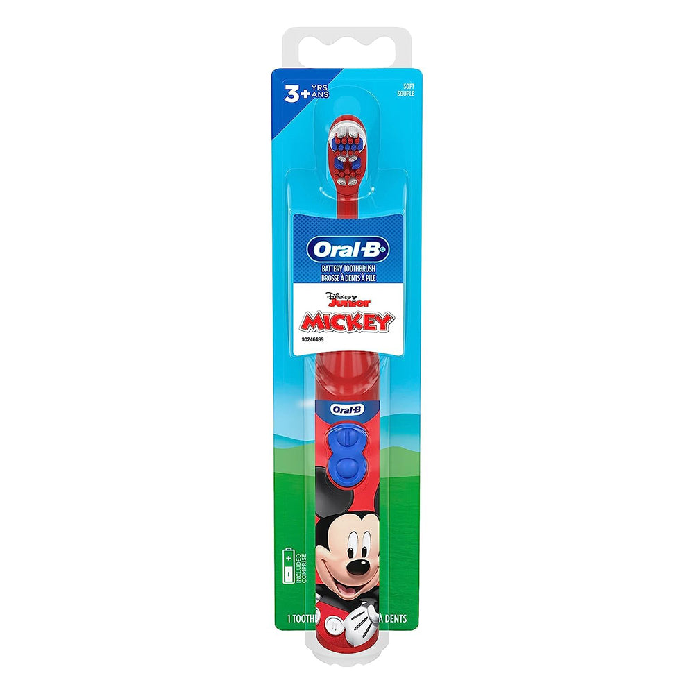 Oral B Kids Battery Toothbrush Featuring Disneys Mickey Mouse for Kids 3+ with Soft Bristles 1Ea