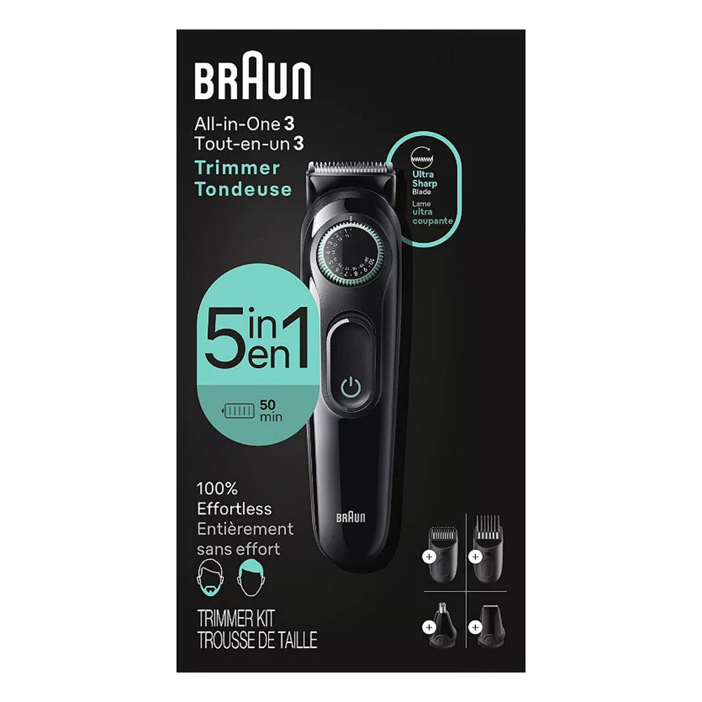 Braun Series 3 3450 5-in-1 Men Electric Grooming Kit with Beard Hair Trimmer, Black, 1 Ea