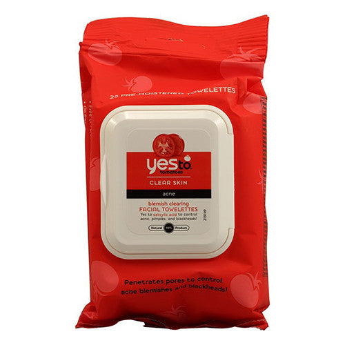 Yes To Tomatoes Clear Skin Acne Blemish Clearing Facial Towelettes, 98% Natural, 25 ea
