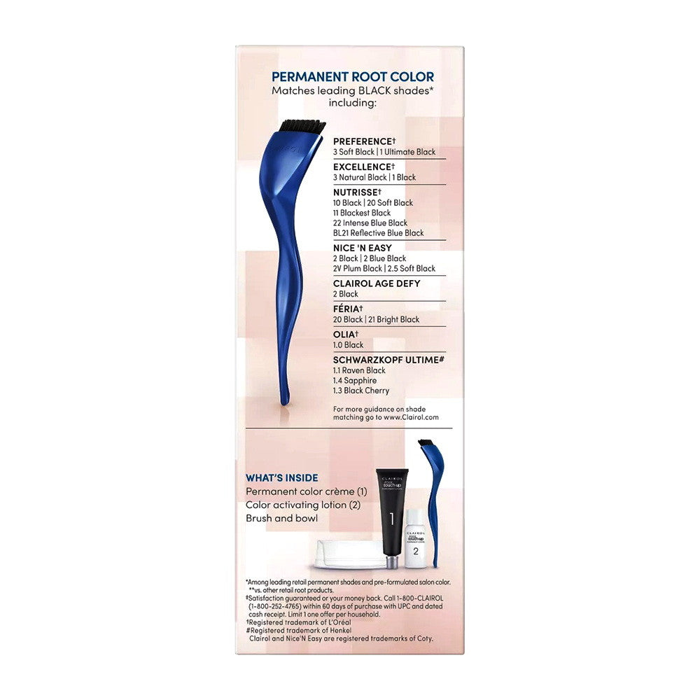 Clairol Nice n Easy Root Touch Up Permanent Hair Color Kit, 2 Matches Black, 1 Ea