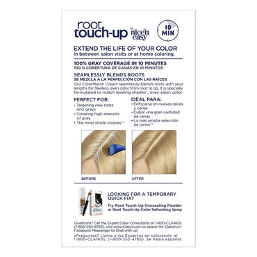 Clairol Root Touch Up Permanent Hair Color Creme, 9 Matches Light Blonde Shades, 1 Ea