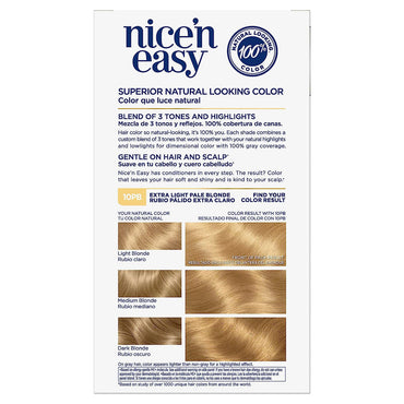 Clairol Nice n Easy Permanent Hair Color Creme, 10PB Extra Light Pale Blonde, 1 Ea