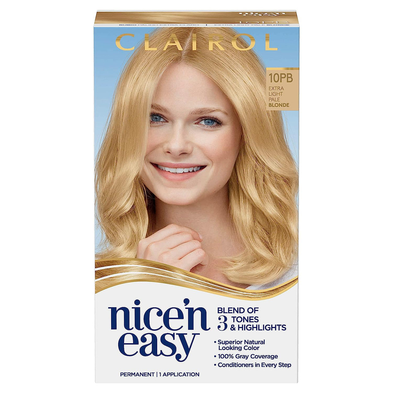 Clairol Nice n Easy Permanent Hair Color Creme, 10PB Extra Light Pale Blonde, 1 Ea
