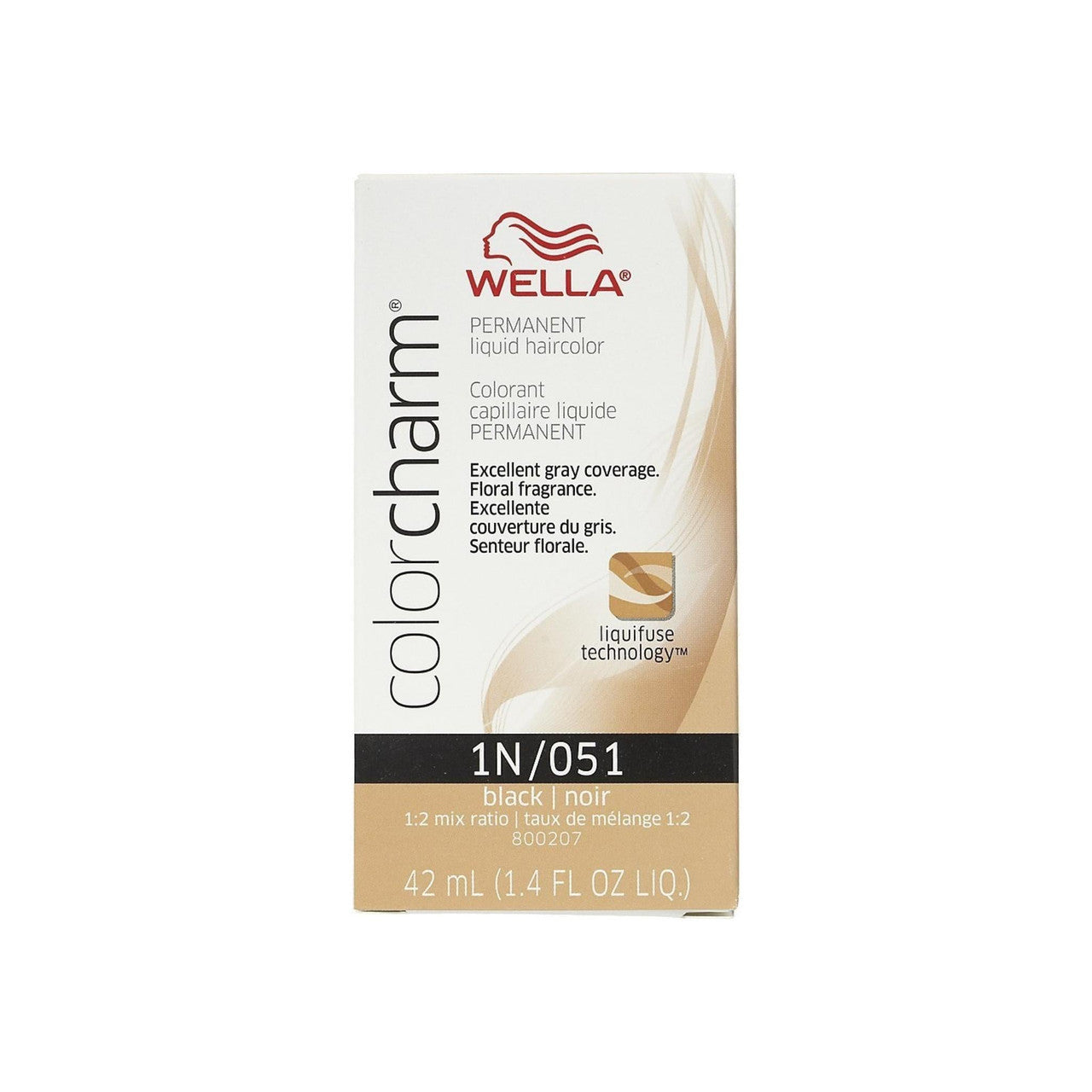 Wella Color Charm Permanent Liquid Hair Color for Gray Coverage, 1N by 51 Black, 1.4 Oz