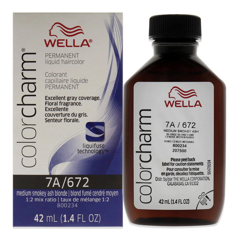 Wella Color Charm Liquid Permanent Hair Color 7A/672 Medium Smokey Ash 1.4Oz (42ml)