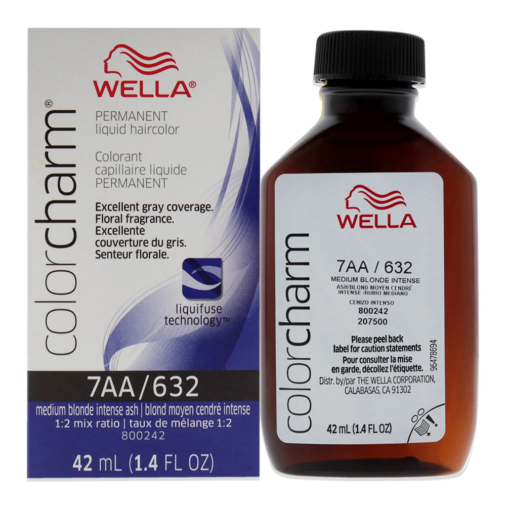 Wella Color Charm Permanent Liquid Haircolor 7AA 632 Medium Blonde Intense Ash 1.4Oz (42ml)