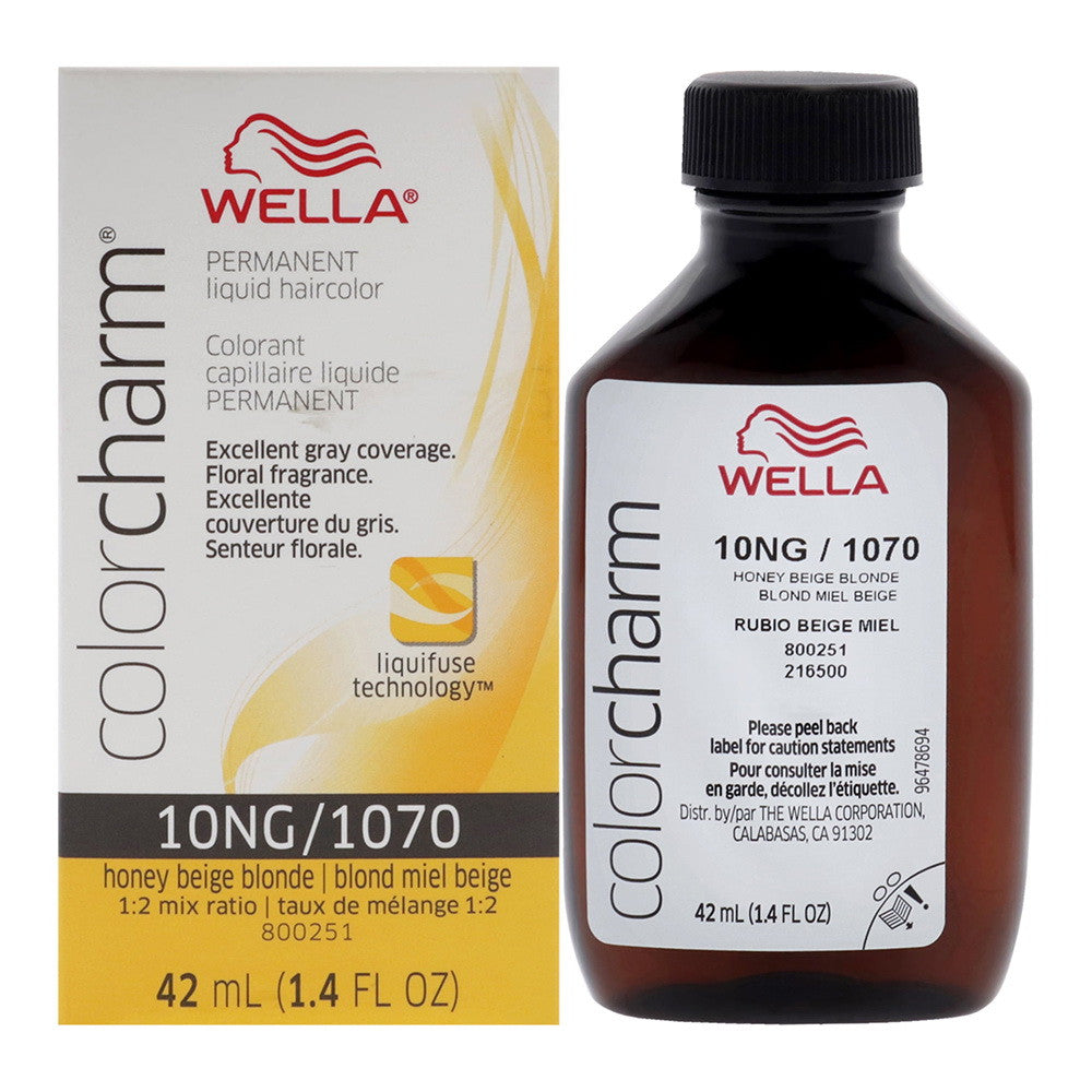 Wella Color Charm Permanent Liquid Hair Color, 1070 by 10NG Honey Beige Blonde, 1.4 Oz