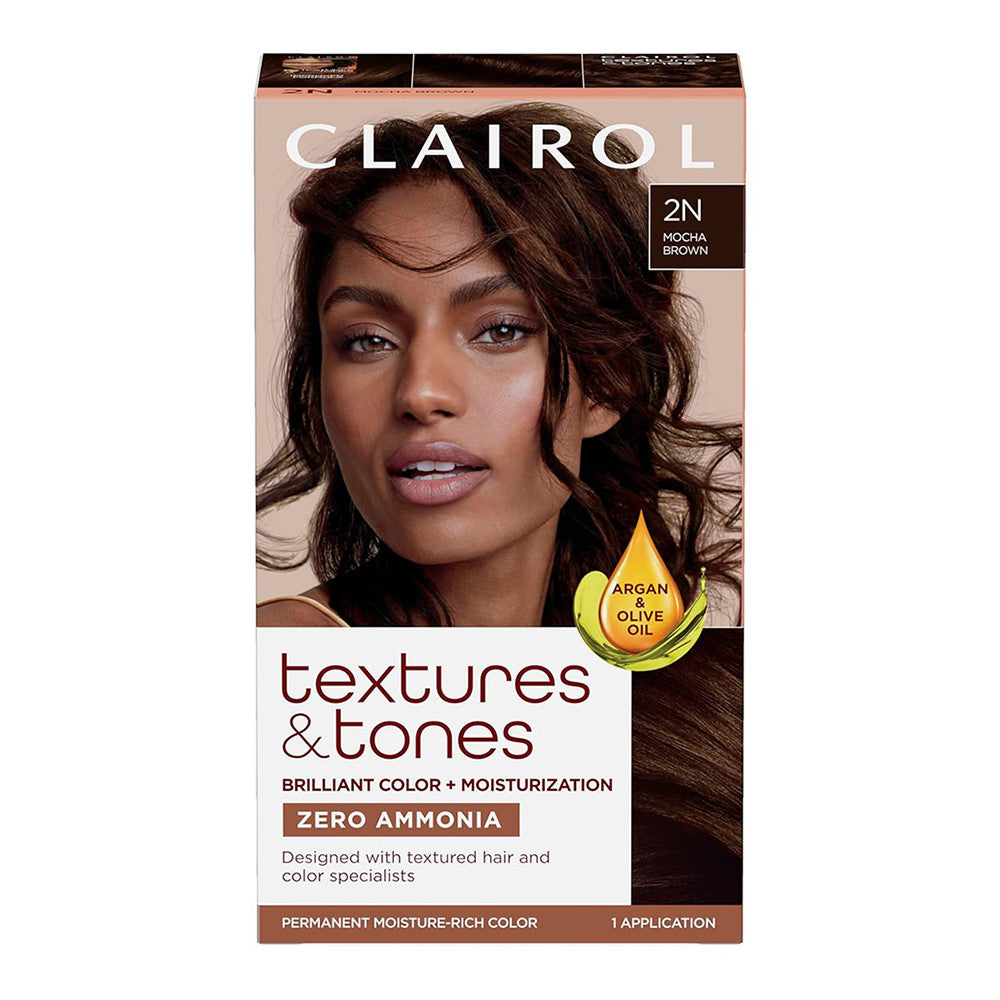 Clairol Textures & Tones Permanent Hair Dye, 2N Mocha Brown Hair Color, 1 Ea