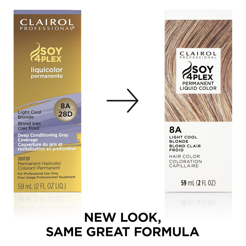 Clairol Professional Soy4plex 8A/28D Light Cool Blonde Liquicolor Permanent Hair Color, 2 Oz