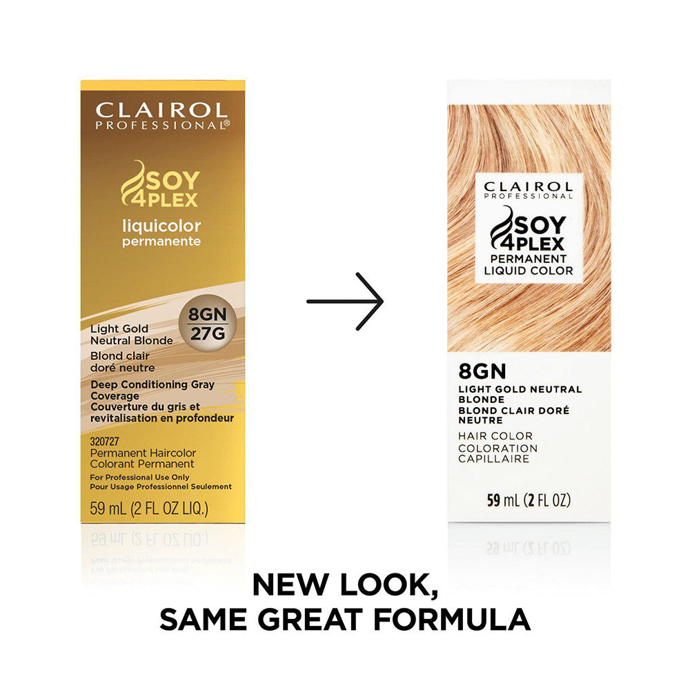 Clairol Professional Soy4Plex Neutral Blonde Permanent Liquid Hair Color 8GN, 2 Oz