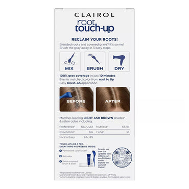 Clairol Root Touch-Up Permanent Hair Color, 6A Light Ash Brown, 1 Kit