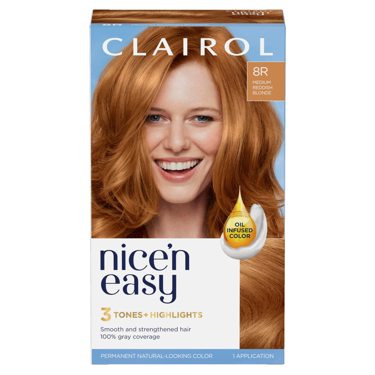 Clairol Nice N Easy Permanent Color 8R Natural Medium Reddish Blonde, 1 Ea