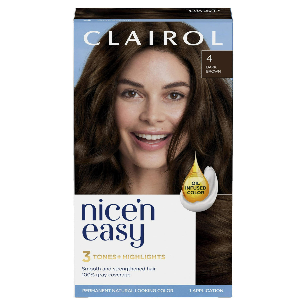 Clairol Nice 'n Easy Permanent Hair Color 4 120 Natural Dark Brown, 1 Kit