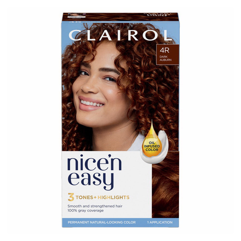 Clairol Natural Looking Nice and Easy Permanent Hair Color, Dark Auburn 4R, 1 Ea