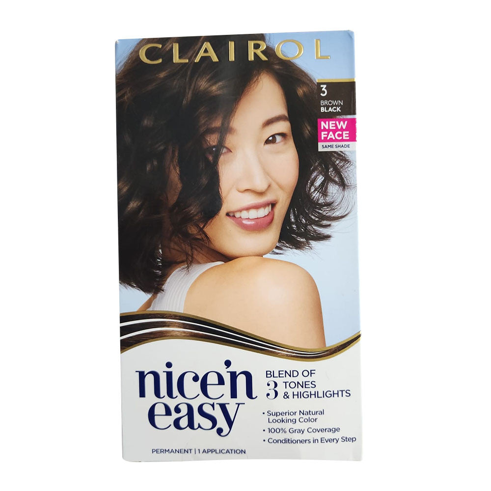 Clairol Nice N Easy Permanent Hair Color 3 Brown Black Kit, 1 Ea