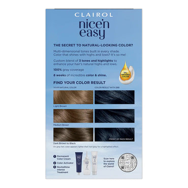 Clairol Nice n Easy Permanent Hair Dye Color Cream, 2BB Blue Black, 1 Ea