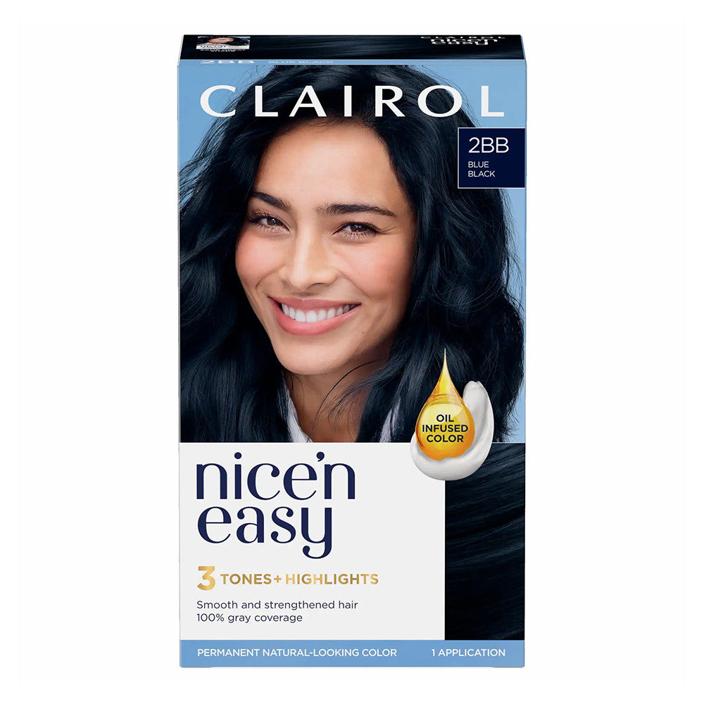 Clairol Nice n Easy Permanent Hair Dye Color Cream, 2BB Blue Black, 1 Ea