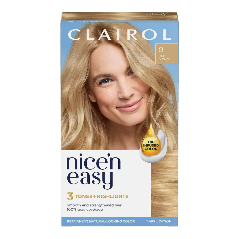 Clairol Nice N Easy Permanent Hair Color 9 Light Blonde, 1 Kit
