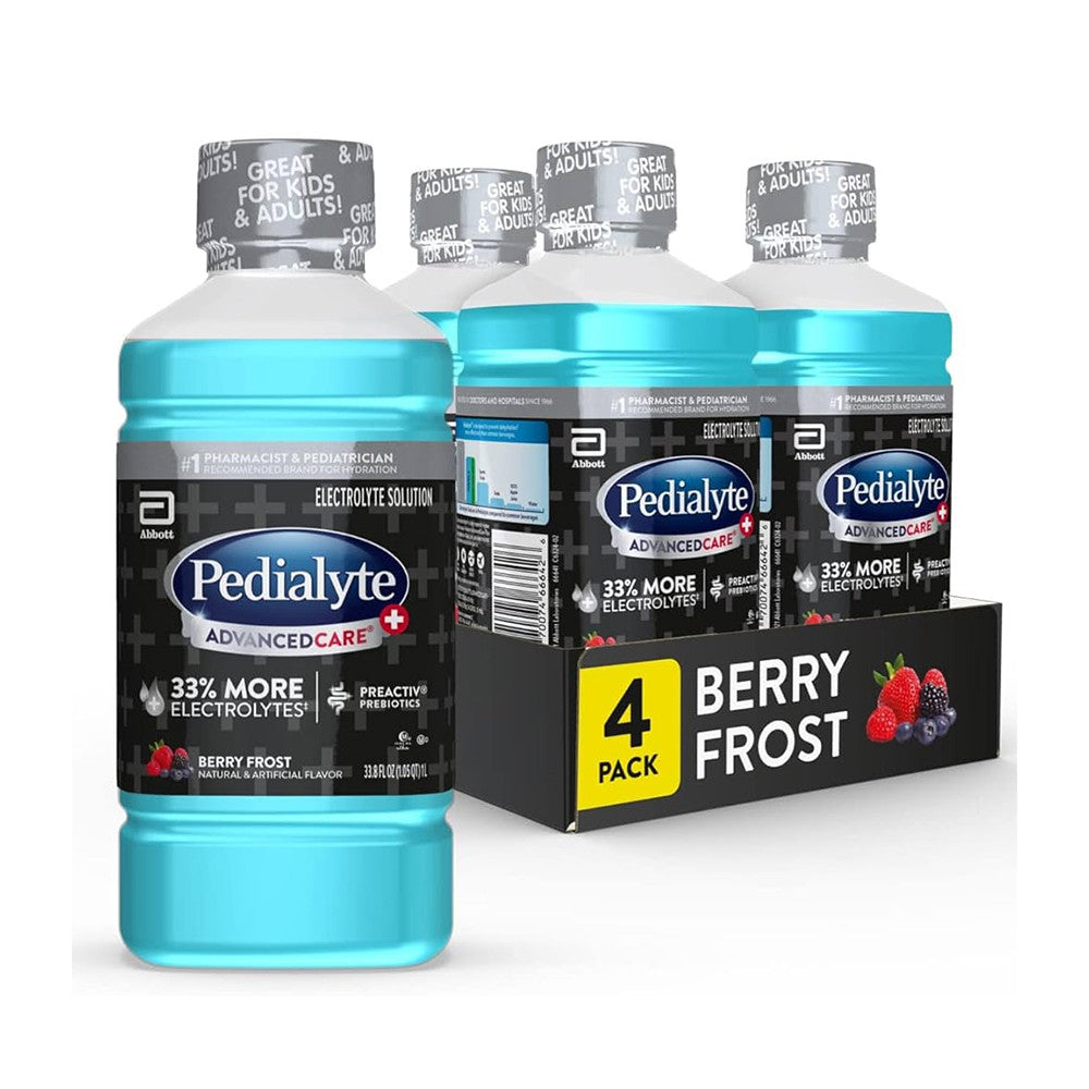 Pedialyte Advanced Care Plus Electrolyte Drink Berry Frost, 1 Liter, 4 Ea