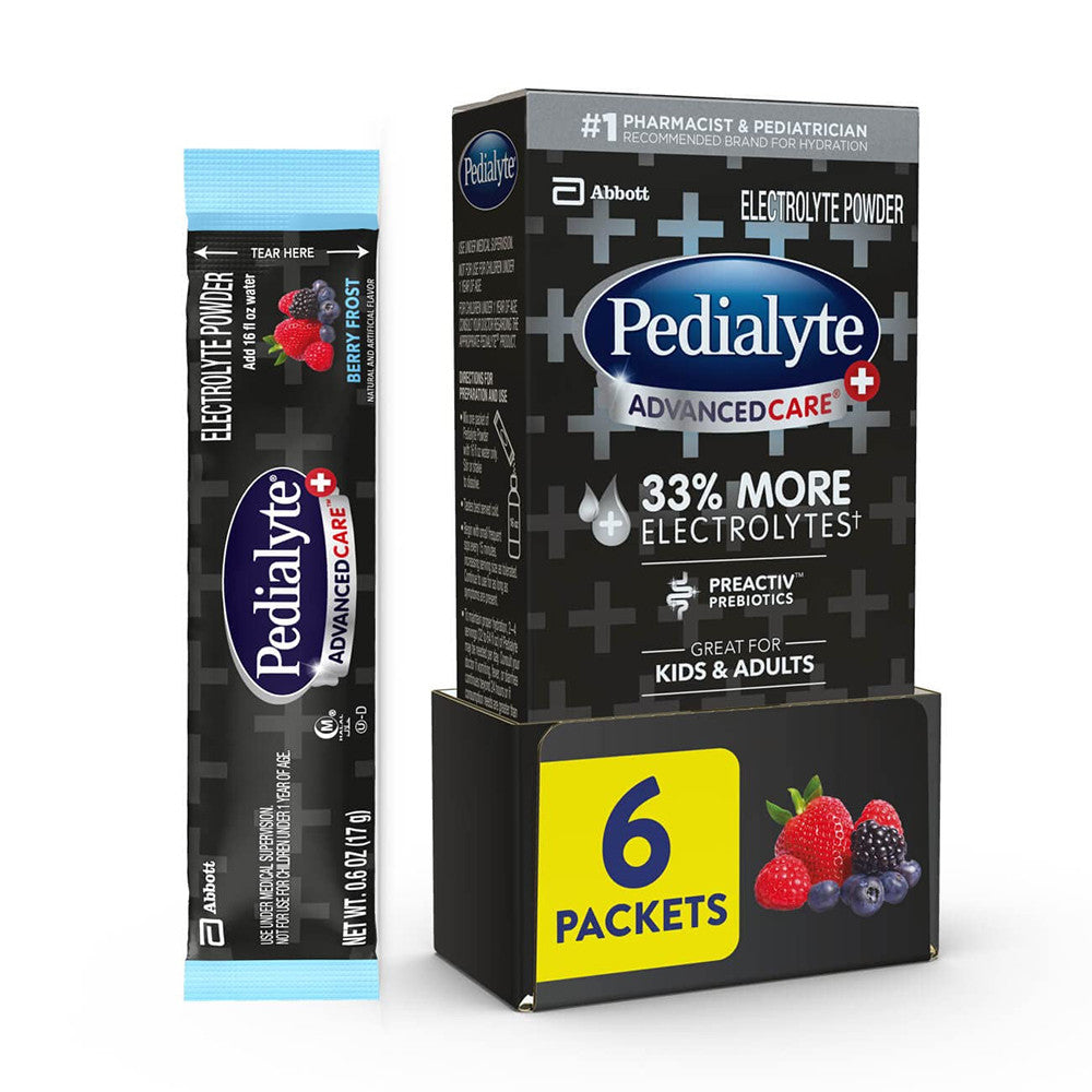 Pedialyte Advanced Care Plus Electrolyte Powder, Berry Frost, 6 Ea/ 17 Gms