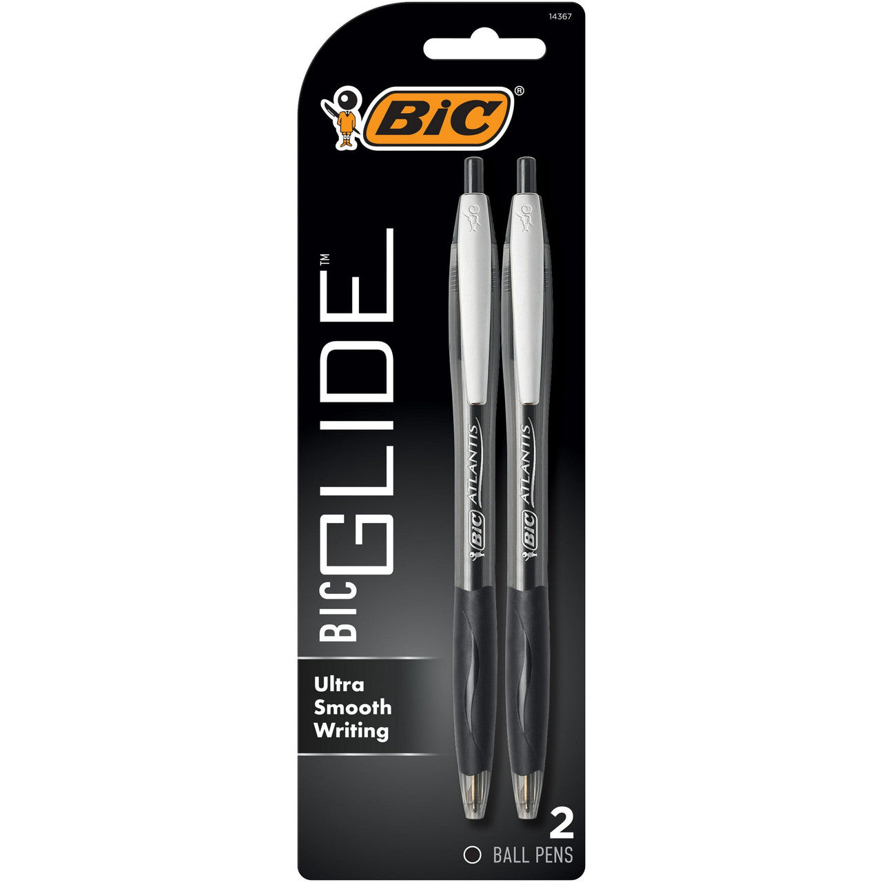 Bic Atlantis Ball Pen, Medium Point, Black, Retractable - 2 Ea, 6 Pack