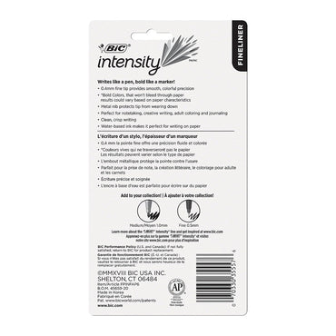 BIC Intensity Fineliner Marker Pen, Fine Point, Assorted Colors, 6 Ea