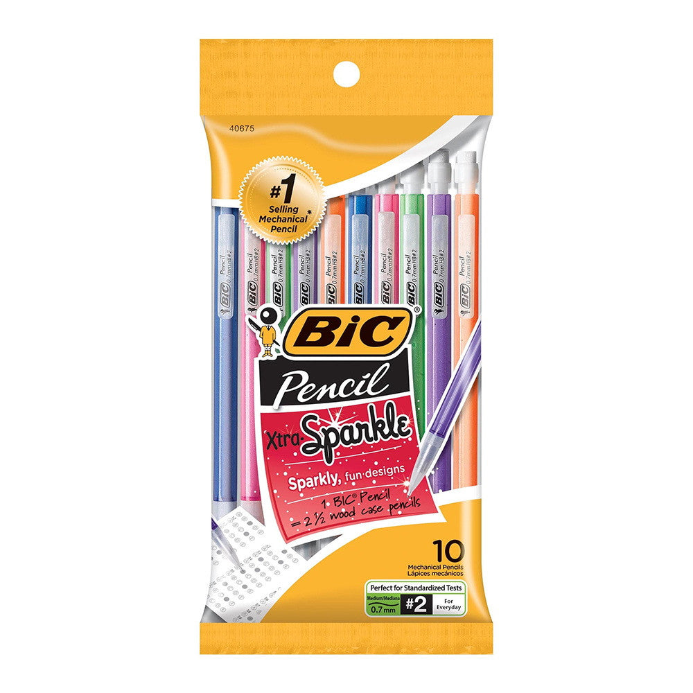 BIC Xtra Sparkle Mechanical Pencils, Medium Point, 10 Ea