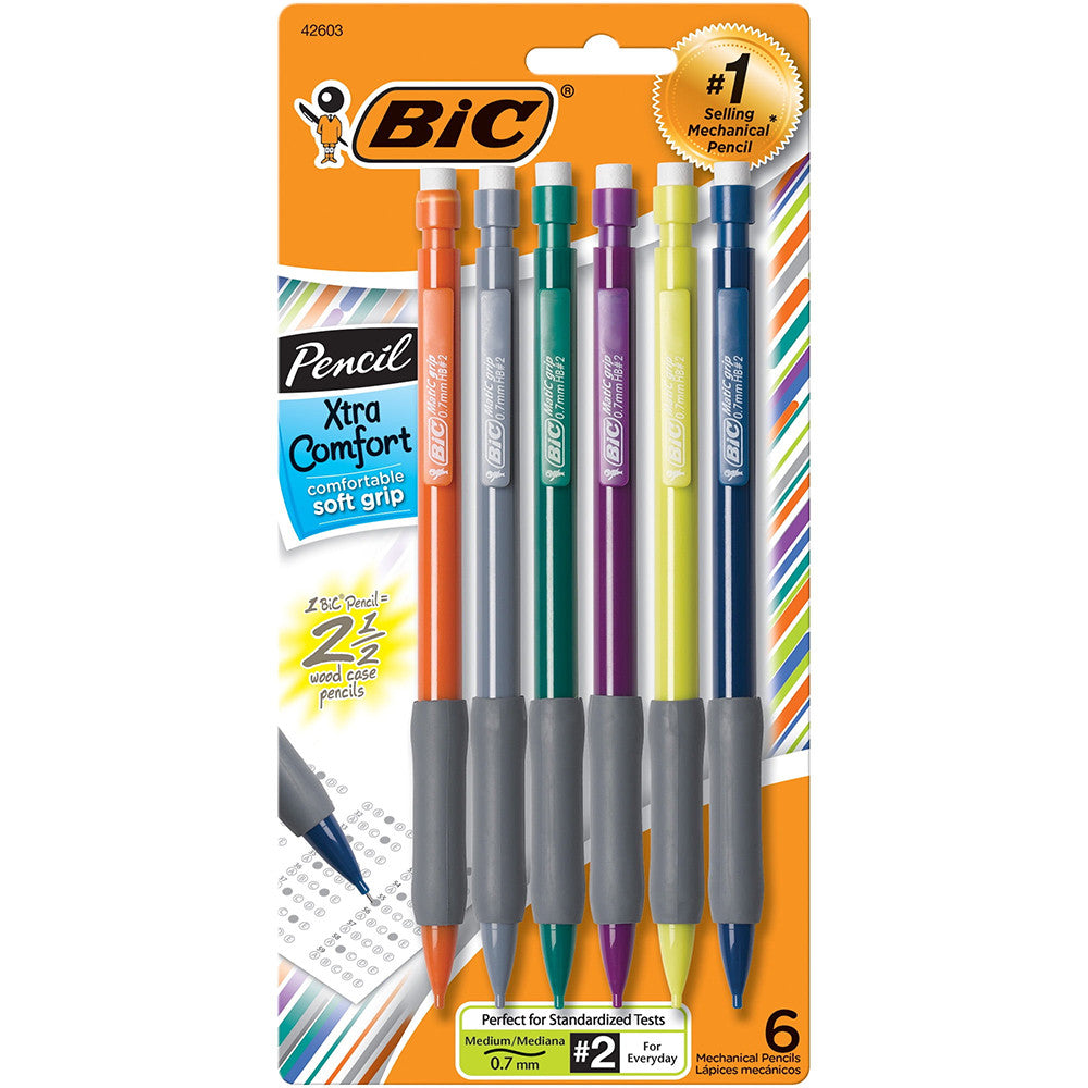 Bic Xtra Comfort No 2 Mechanical Pencils, Multicolor, 6 Ea
