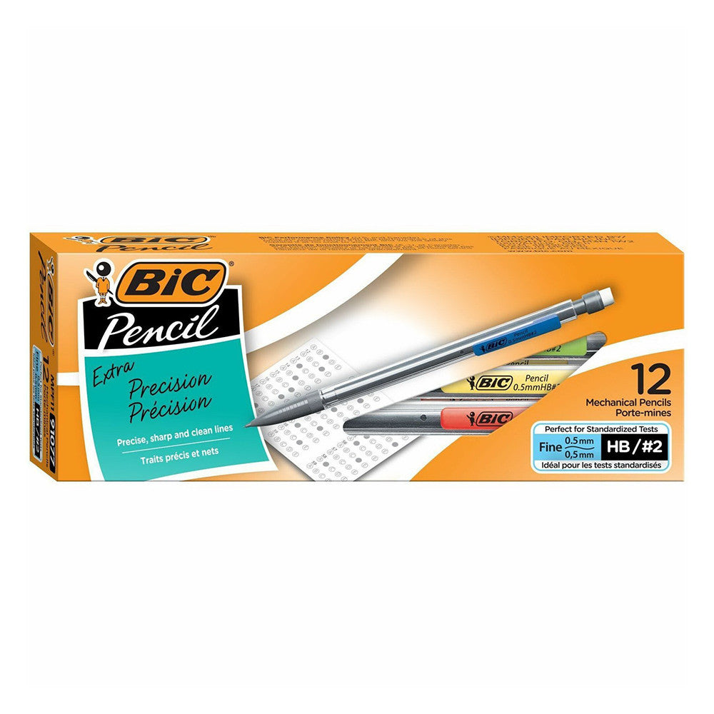 Bic Mechanical Pencils, Xtra Precision, 0.5 mm, Clear Barrel, 12 Ea