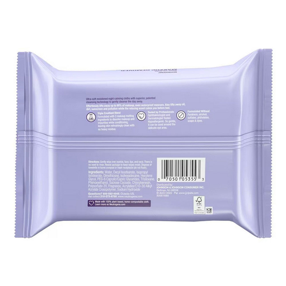 Neutrogena Makeup Remover Night Calming Wipes and Face Cleansing Towelettes, 25 Ea