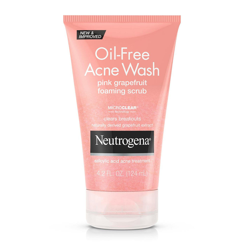 Neutrogena Oil-Free Acne Wash Foaming Scrub, Pink Grapefruit, 4.2 Oz