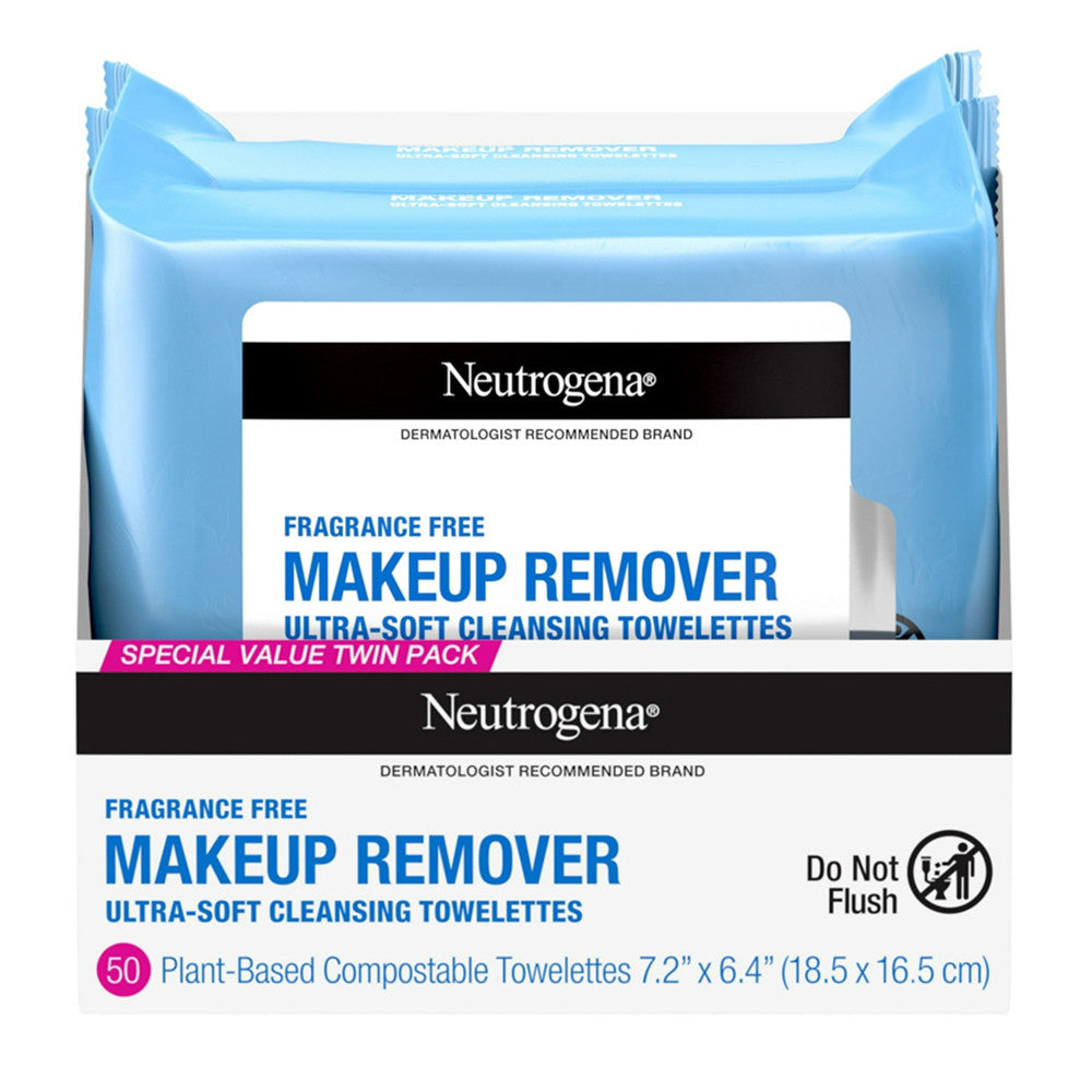 Neutrogena Makeup Remover Cleansing Towelettes And Wipes, Fragrance Free, 50 Ea